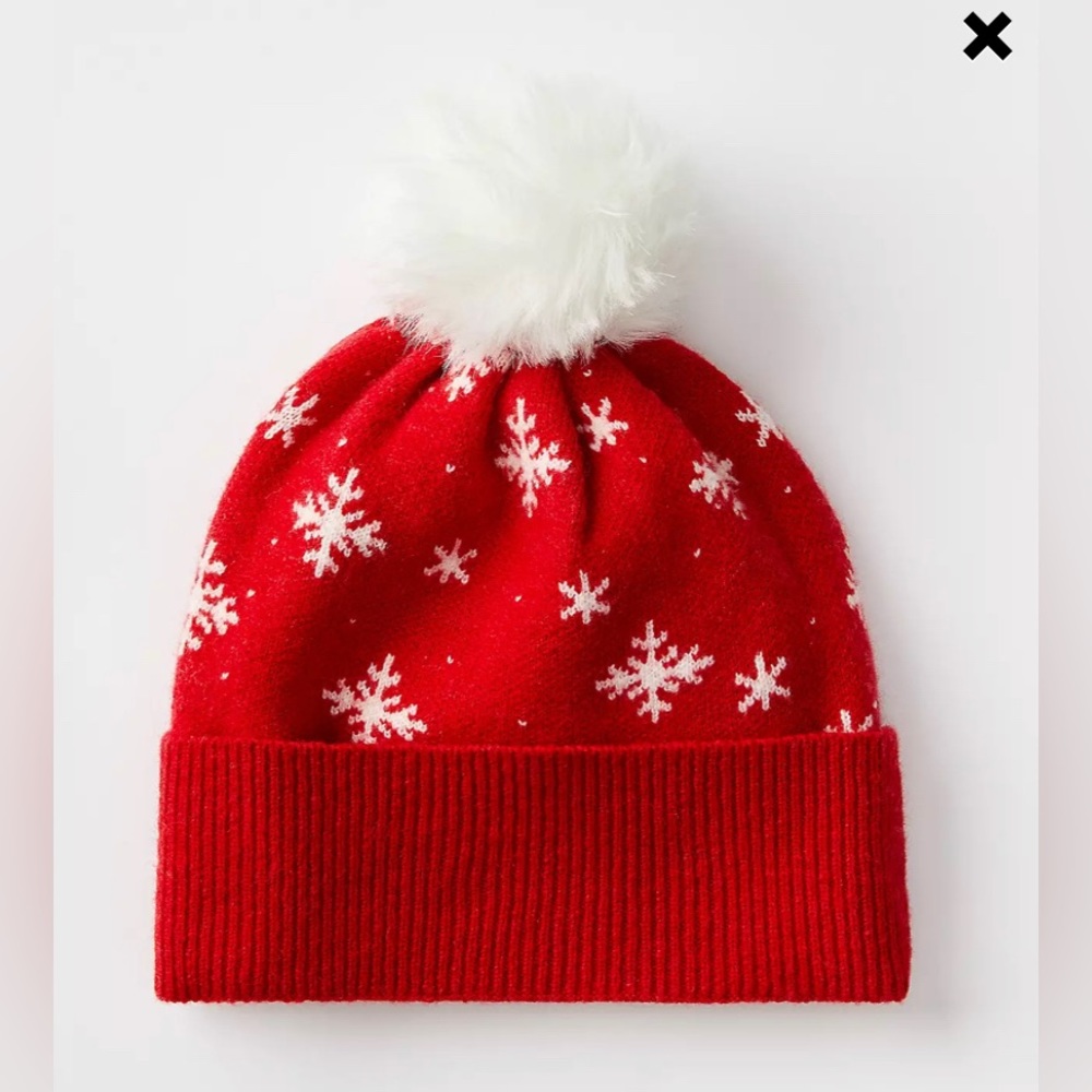 LOFT NWT Snowflake‎ Faux Fur Pom Pom Hat